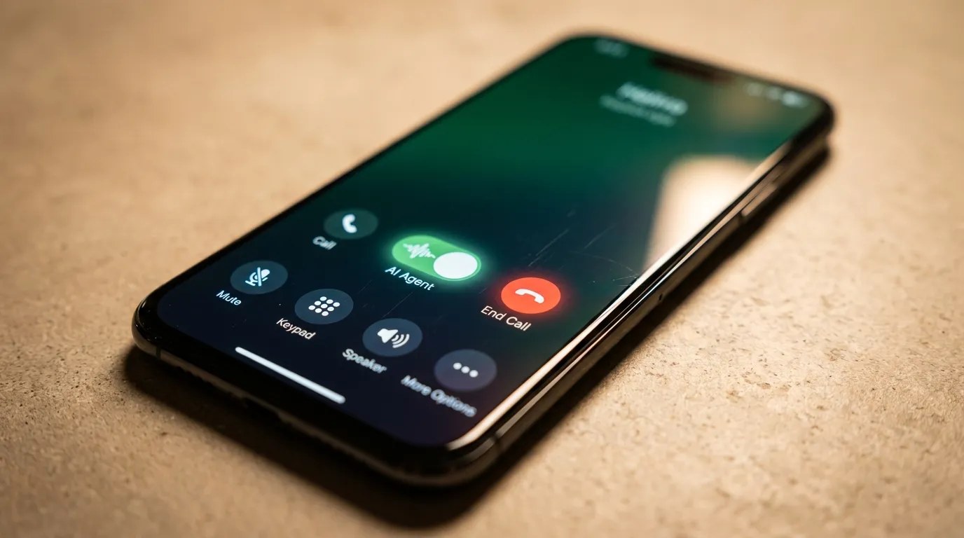 Phone screen showing an active AI Agent call